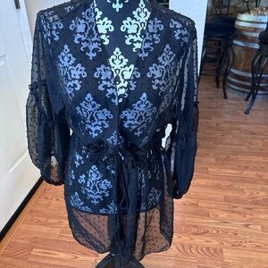 Elegant Black Sheer polka dot beautiful Swim Coverup